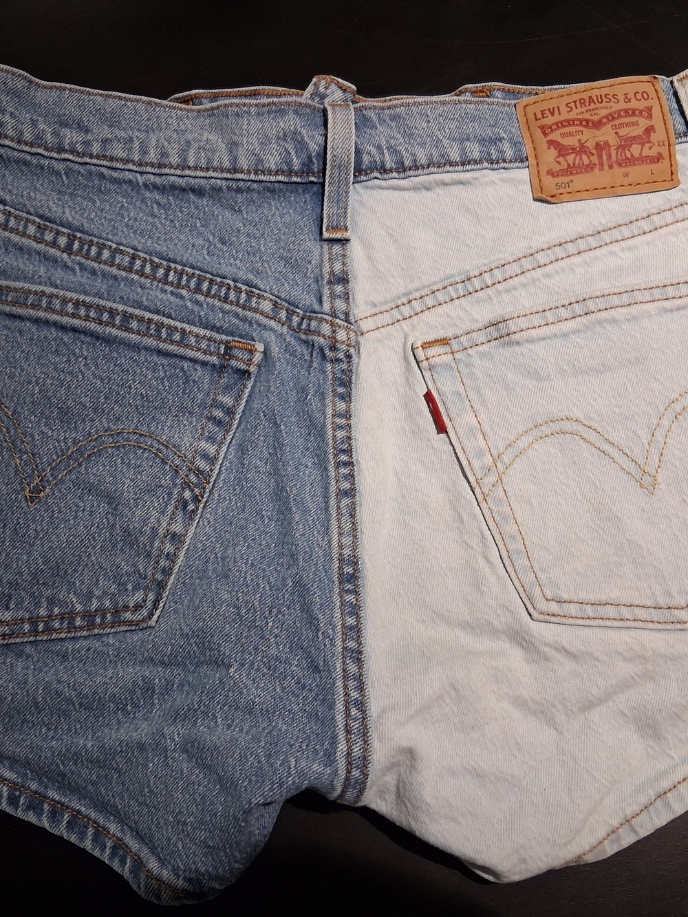 Levi's Two-Tone 501 Jeans Shorts Light Blue & White